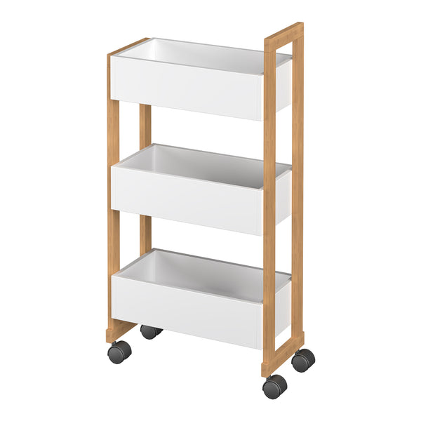 Rollwagen Varulta 80x41x20 cm Natur/Weiß [en.casa]
