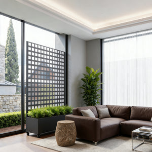 Trennwand Toma mit Blumenkasten Stahl 190x82x38 cm Schwarz [casa.pro]