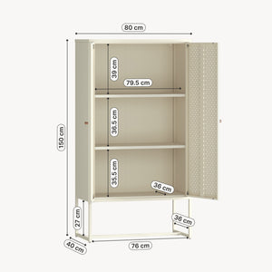 Highboard Viitasaari 150x80x40 cm Stahl Cremeweiß [en.casa]
