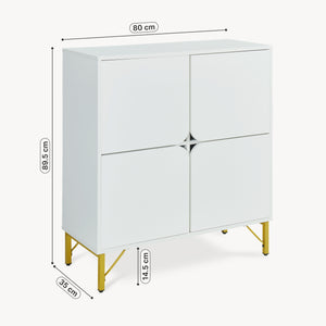 Sideboard Reyri 90x80x35 cm Weiß/Goldfarben [en.casa]
