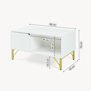Couchtisch Reyri 80x45x42 cm Weiß/Goldfarben