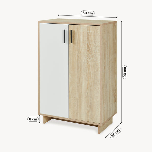 Beistellschrank Kenta 90x60x35 cm Sonoma-Eicheoptik/Weiß [en.casa]