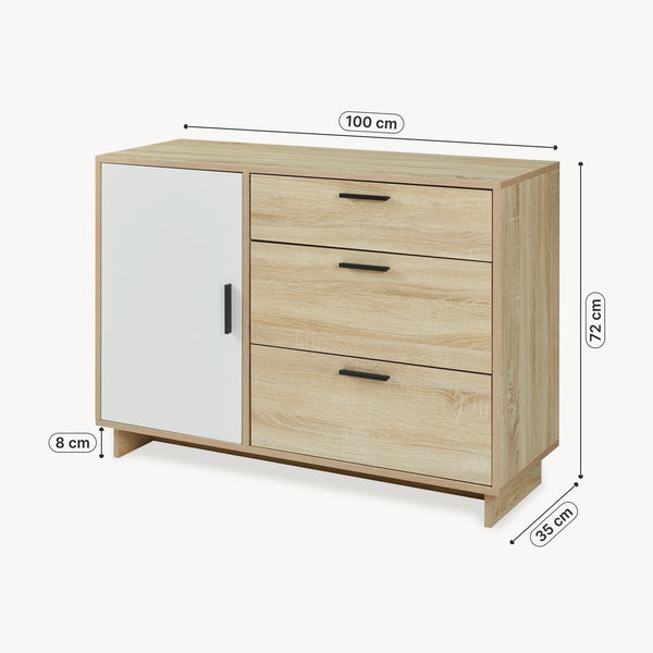 Sideboard Kenta 100x35x72 cm Sonoma-Eicheoptik/Weiß [en.casa]