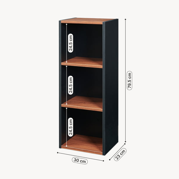 Bücherregal 'Trond' mit 3 offenen Fächern 80 x 30 x 23 cm Schwarz/Walnussoptik