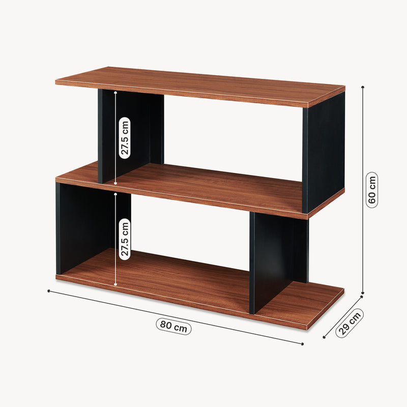 Maßskizze Beistelltisch Trond 80x29x60 cm Schwarz/Walnussoptik [en.casa]