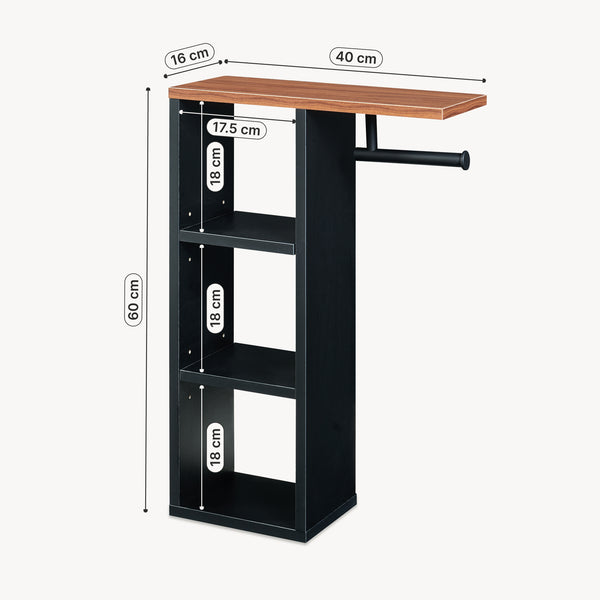 Toilettenpapierhalter Trond 60x40x16 cm Schwarz/Walnussoptik [en.casa]