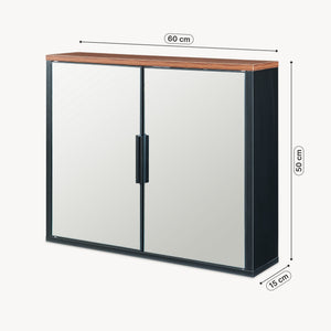 Spiegelschrank Trond 50x60x15 cm Schwarz/Walnussoptik [en.casa]