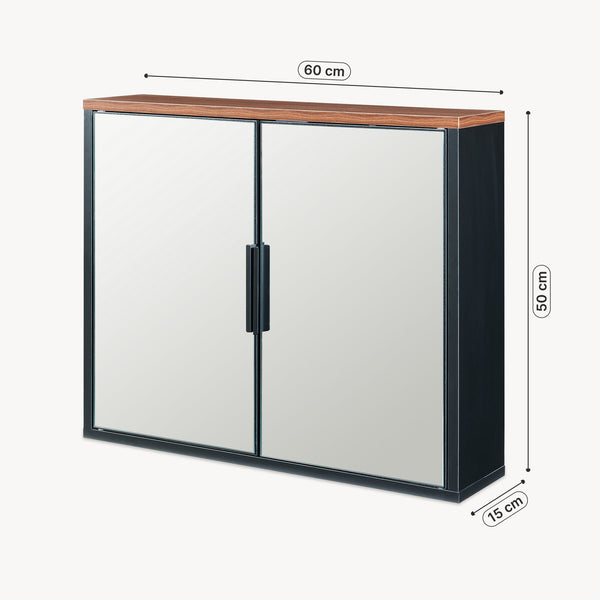 Spiegelschrank Trond 50x60x15 cm Schwarz/Walnussoptik [en.casa]