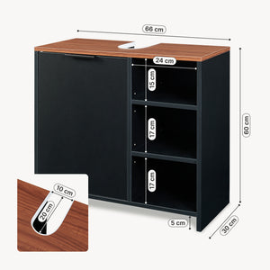 Waschbeckenunterschrank Trond 60x66x30 cm Schwarz/Walnussoptik [en.casa]