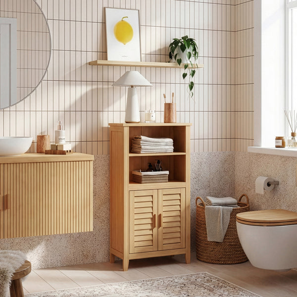 Beistellschrank Rirg 92x50x25 cm Bambus Natur [en.casa]