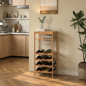 Weinregal Fillby 100x47x29 cm Bambus Natur [en.casa]