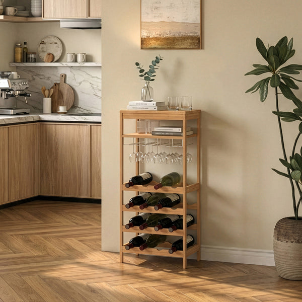 Weinregal Fillby 100x47x29 cm Bambus Natur [en.casa]