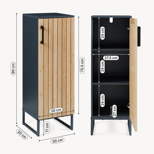 Badezimmerschrank Svanes 90x30x30 cm Dunkelgrau/Natur [en.casa]