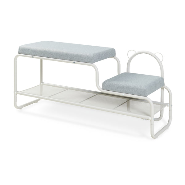 Schuhbank mit Kinderhocker Jässaatka Stahl 100x32x46 cm Grau [en.casa]
