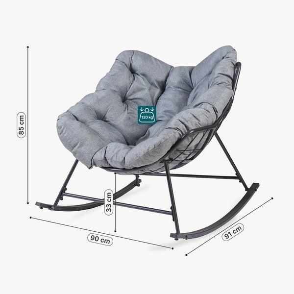 Korb-Schaukelstuhl Villeneuve 85x90x91 cm Schwarz/Grau [en.casa]