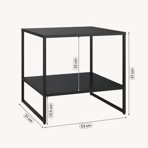 Beistelltisch Salsnes 53x51x51 cm mit Ablage Stahl Schwarz [en.casa]