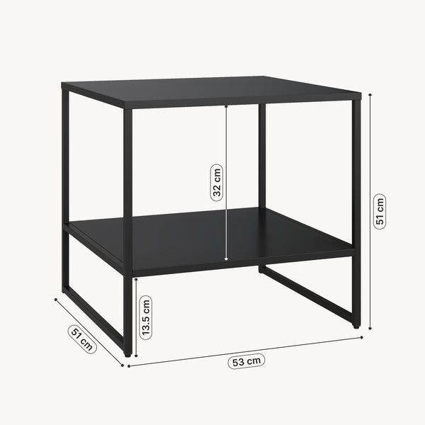 Beistelltisch Salsnes 53x51x51 cm mit Ablage Stahl Schwarz [en.casa]