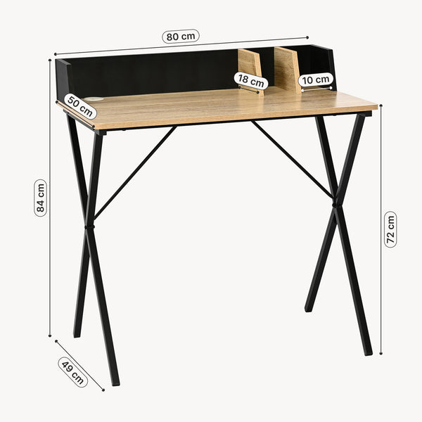Schreibtisch Kappespoo 84x80x50 cm Schwarz/Eicheoptik [en.casa]
