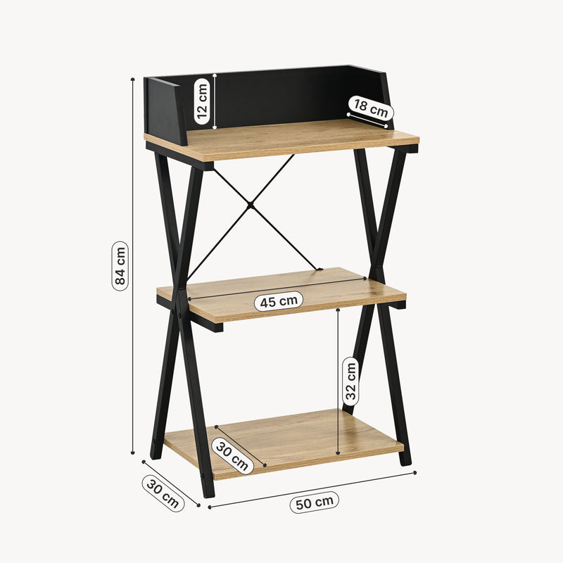 Maßskizze Standregal Kappespoo 84x50x30 cm Schwarz/Eicheoptik [en.casa]