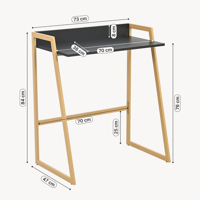 Maßskizze Schreibtisch Kuomi 84x73x47 cm Beige/Dunkelgrau [en.casa]