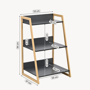 Leiterregal Kuomi 84x53x47 cm Beige/Dunkelgrau [en.casa]