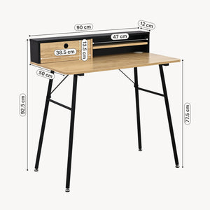 Schreibtisch Var 93x90x50 cm Schwarz/Eicheoptik [en.casa]