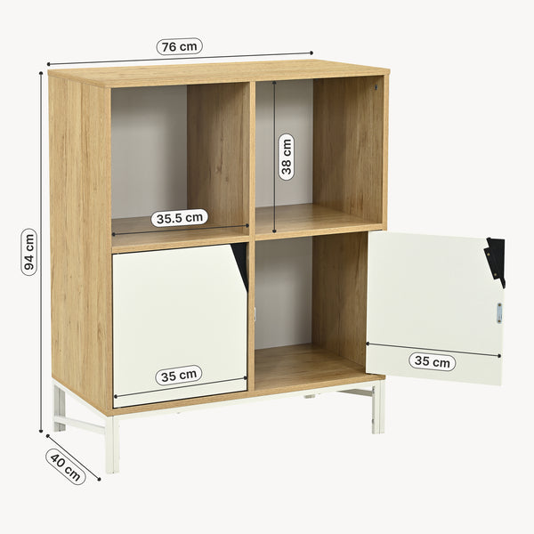 Kommode Kerrköndam 94x76x40 cm Eicheoptik/Weiß [en.casa]