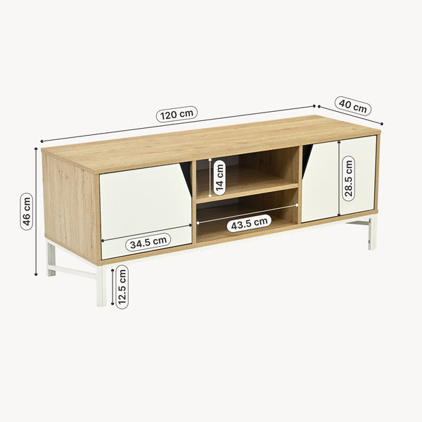 Fernsehschrank Kerrköndam 120x40x46 cm Eicheoptik/Weiß [en.casa]