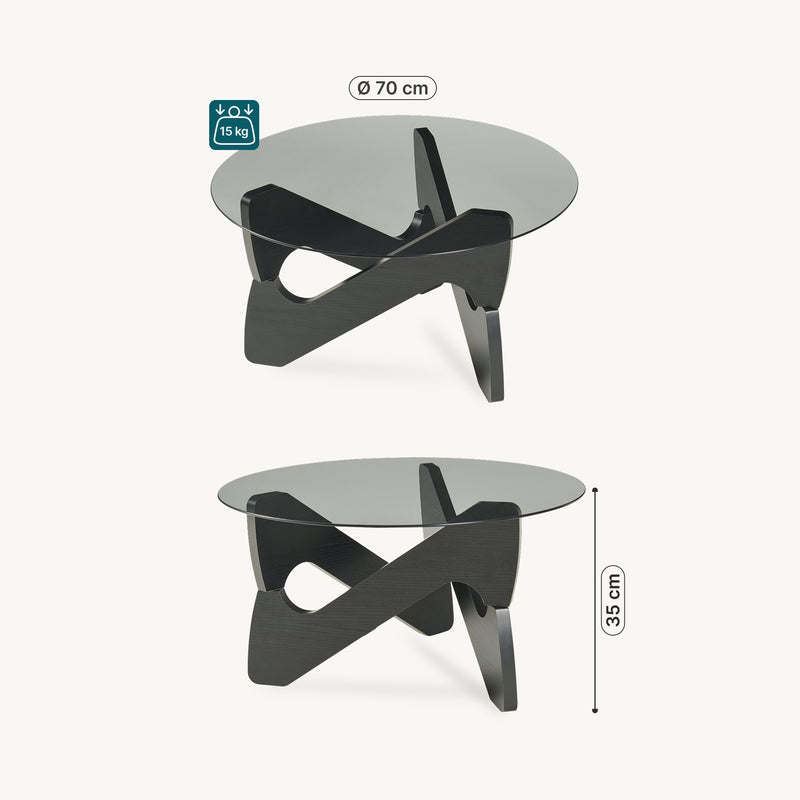 Maßskizze Couchtisch Reypio Ø70x35 cm Schwarz/Grau [en.casa]