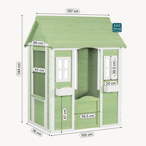Kinderspielhaus Kuoldsvin Tannenholz 144x102x90 cm Grün/Weiß [en.casa]