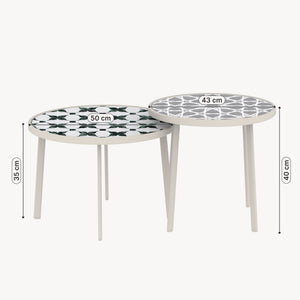 Outdoor Satztisch Faeto 2-tlg. Glasplatte Champagne [casa.pro]