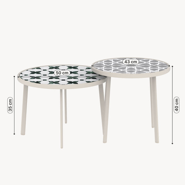 Outdoor Satztisch Faeto 2-tlg. Glasplatte Champagne [casa.pro]