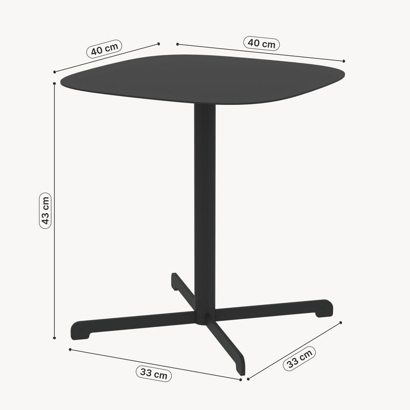 Maßskizze Outdoor Beistelltisch Foggia 43x40x40 cm Stahl Anthrazitgrau [casa.pro]