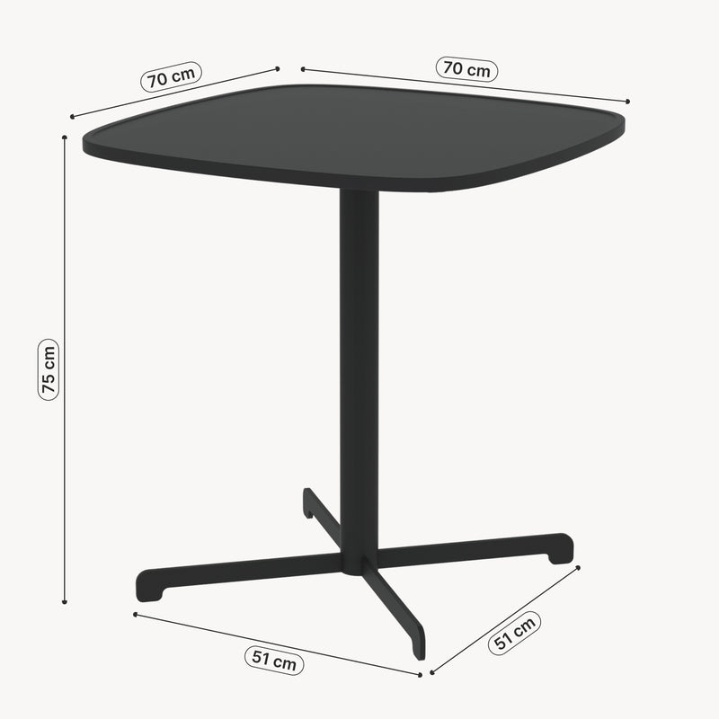 Maßskizze Outdoor Bistrotisch Foggia 75x70x70 cm Stahl Anthrazitgrau [casa.pro]