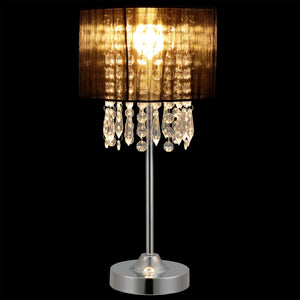 Tischleuchte Schwarz [40 cm x Ø20 cm] Tischlampe Kristall Textil Lampe [lux.pro]