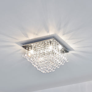 Kristall Deckenleuchte [38x38cm] Deckenlampe Lüster Zimmerlampe Chrom [lux.pro]