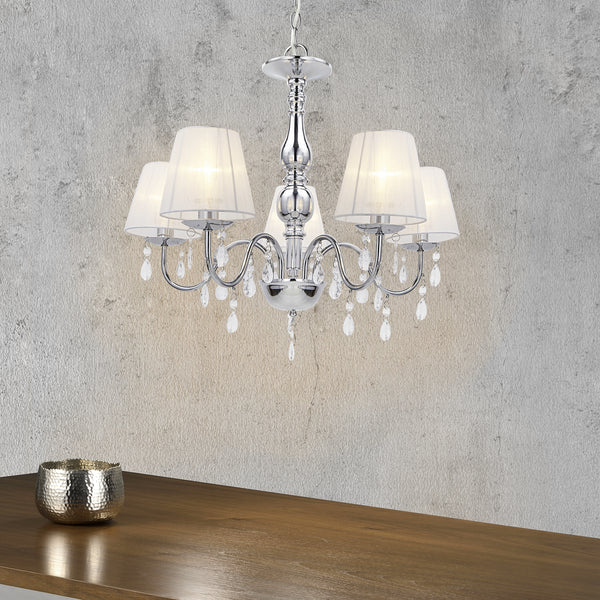 Kronleuchter Isabell 5-flammig Chrom lux.pro