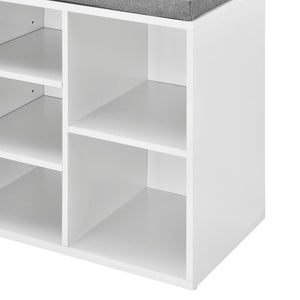 Schuhregal Ymir 103x30x48 cm 10 Ablageflächen Sitzbank Weiß/Grau en.casa