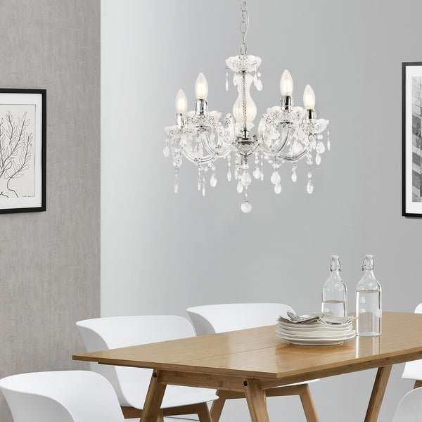 Kronleuchter Weimar 5x E14 Ø35 x 145 cm Kristall/Weiß lux.pro