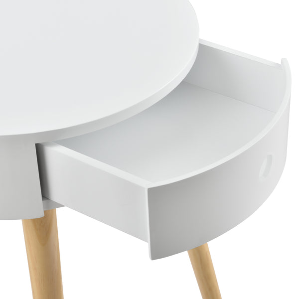 Nachttisch Aurich 50x38x38 cm mit Schublade Retrodesign Weiß en.casa