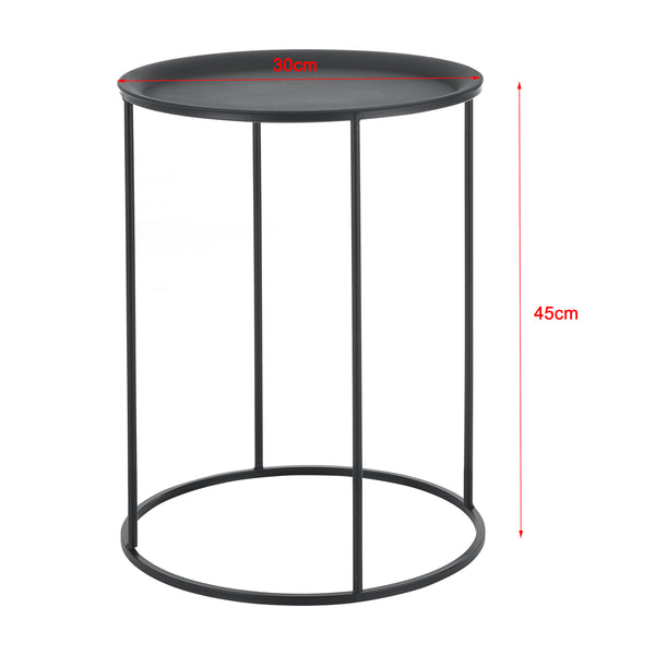 Beistelltisch Anaklia 3er Set Rund Metall Schwarz en.casa