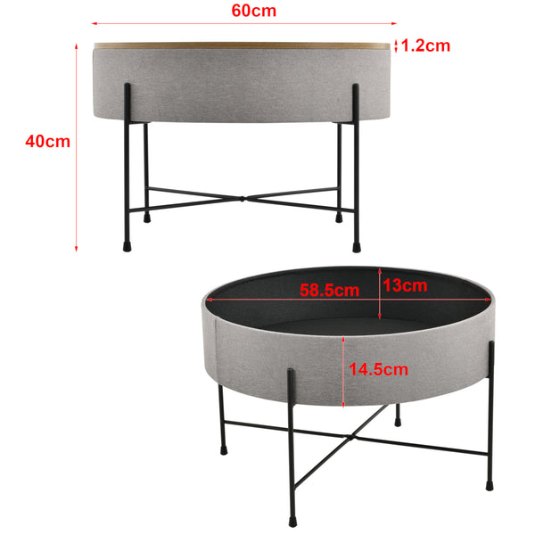 Couchtisch Tauranga Rund Wallnussoptik/Grau en.casa