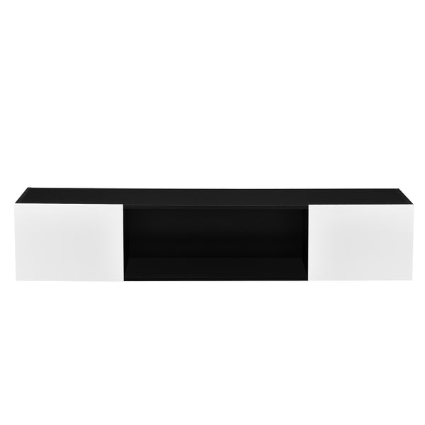 Hängeboard Thabong 150x30x30 cm mit LED Beleuchtung Schwarz/Weiß en.casa