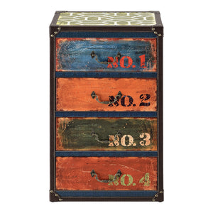 Kommode Geeste 66x40x30 cm mit 4 Schubladen Kunstleder Mehrfarbig en.casa