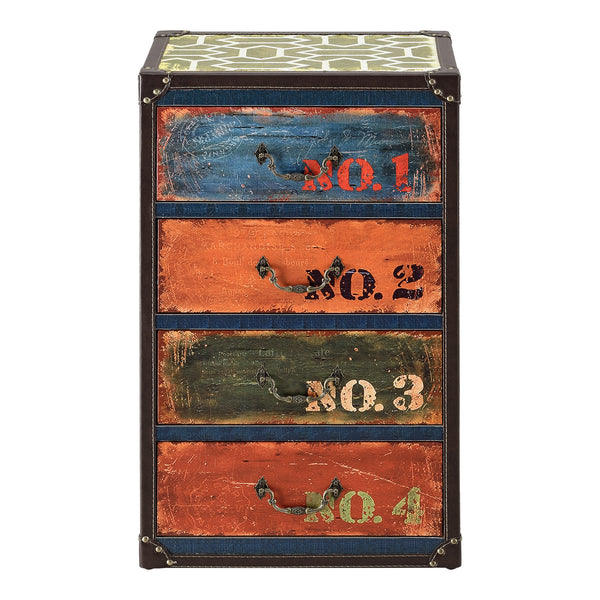 Kommode Geeste 66x40x30 cm mit 4 Schubladen Kunstleder Mehrfarbig en.casa
