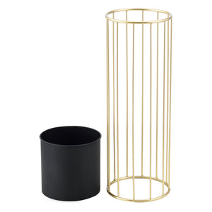 Blumentopfständer Mortsel 2er-Set Metall Schwarz-Goldfarben [en.casa]