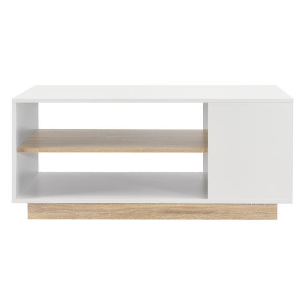Couchtisch Trelleborg 100x60x46 cm mit 2 Ablagen Weiß/Eiche en.casa