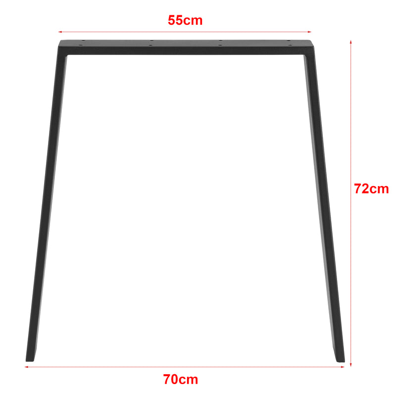 Maßskizze Tischgestell Kraftisried 2er Set 55/70x72cm Stahl Schwarz [en.casa]