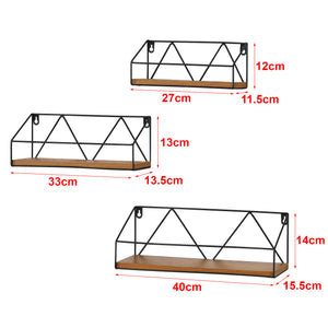 Wandregal Kolding 3tlg. verschiedene Größen Dunkler Holzton en.casa