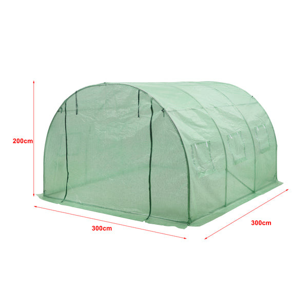 Gewächshaustunnel Dornbirn 300x300x200cm PE-Gitterfolie Grün [en.casa]